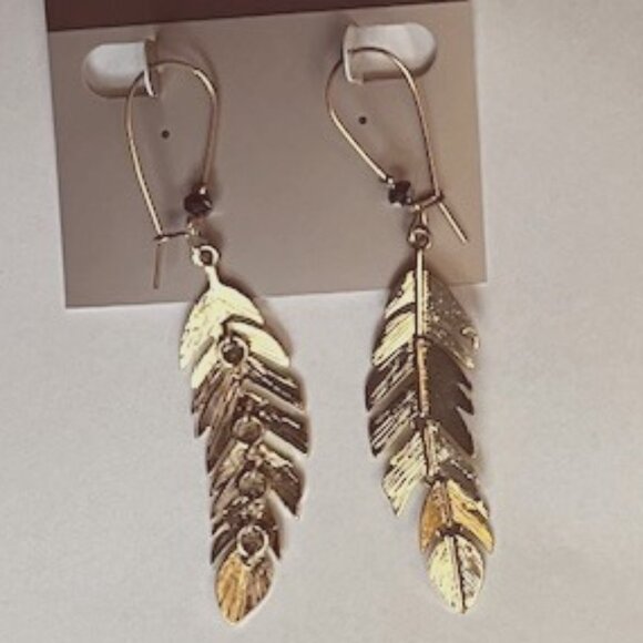 GUESS - Golden Feather Earrings - *NWT - Picture 3 of 5